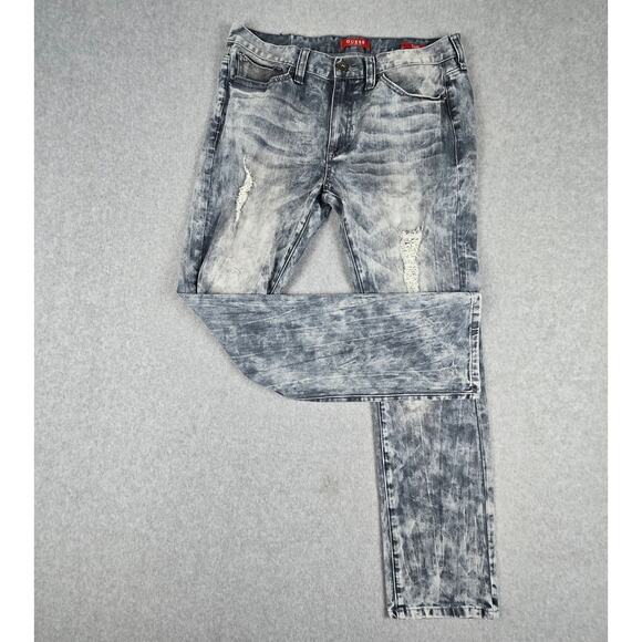Guess Mens 34x32 Ultra Slim McCrae Fit Jeans Gray Distressed - Picture 1 of 16